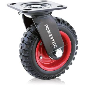 POWERTEC, 8 17051V Swivel Heavy Duty Industrial Caster, Inch, 1 PK, Black