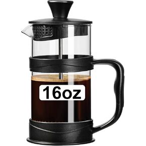 PARACITY French Press Coffee Maker 34oz, Coffee Press with 3 Filters Screen, Camping French Press of Heat Resistant Borosilicate Glass, Portable Cold Brew Coffee Maker for Travel& Home Gift(Black)