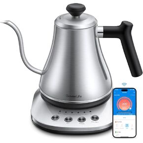 GoveeLife Smart Electric Kettle, 0.8L WiFi Gooseneck Kettle Compatible with Alexa, 5 Modes for Use, 3-minute Fast Heating and 2H Keep Warm, Auto-Shut off for Safety, Stainless Steel, Matte Black
