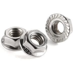 M8-1.25 Serrated Flange Nut Hex Lock Nuts, Stainless Steel 304, Plain Finish, Quantity 25 in Saudi Arabia