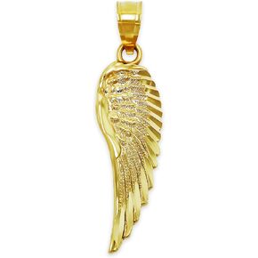 Charm America - Gold Diamond-cut Angel Wing Charm - 10 Karat Solid Gold