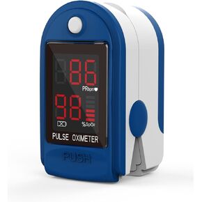 Clinical Guard CMS-50DL SpO2 Pulse Oximeter Fingertip, Blood Oxygen Saturation Monitor with Heart Rate Tracker, Fingertip Pulse Oximeter with Batteries, Silicon Cover & Case, Lanyard, Blue