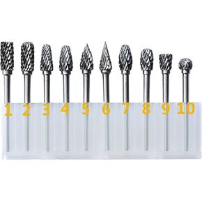 New 10 Pieces Tungsten Carbide Rotary Burr SET 1/8'' Shank Fit Dremel Tools for DIY Woodworking, Carving, Engraving, Drilling