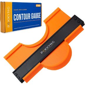 Pakkyng Contour Gauge Profile Tool With Lock - 3 Pack 5"Widen & 10"Widen & Bonus Angle Ruler Measuring Tool - Contour Gauge Duplicator Set - Carpenter Woodworking Gadget for Men