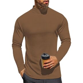 Ekouaer Men's Mock Turtleneck Shirts Long Sleeve Basic Turtle Neck Undershirt Lightweight Thermal Pullover Sweater