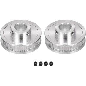 Rebower Timing Pulley Aluminium Synchronous Wheels with Screw [for 3D Printer 6mm Width Belts, CNC Machines] - 60 Teeth 12mm Bore/Silver Tone/2 Pcs