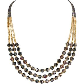 Bocar Necklace for Women, 3 Layer Beaded Necklace Crystal Beads Strand Fashion Jewelry, Party Gifts for Her