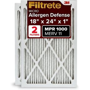 Filtrete 18x24x1 Air Filter, MPR 1000, MERV 11, Micro Allergen Defense 3-Month Pleated 1-Inch Air Filters, 2 Filters