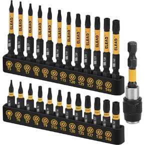 26-Piece Magnetic Screwdriver & Bit Set - Strong Magnetic Bit Holder and Screwdriver Bits, Durable & Versatile, Ergonomic Cushion Grip 95mm & 210mm Handles, Torx, Square, Phillips, Slotted Bits