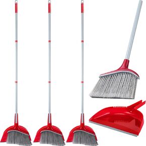 4 Pcs Broom and Dustpan Set 54 Inch Indoor Broom with Dust Pan Combo Set for Home Angle Broom and Dust Pan Kitchen Broom for Floor Cleaning