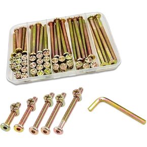 Crib Screws Hardware Replacement Kit,Hincell 28 Set Stainless Steel Baby Bed Frame Bolts &Barrel Nuts Set,M6x20mm/30mm/40mm/50mm/60mm/70mm/80mm Hex Drive Socket Cap Screws Barrel Nuts Assortment Kit