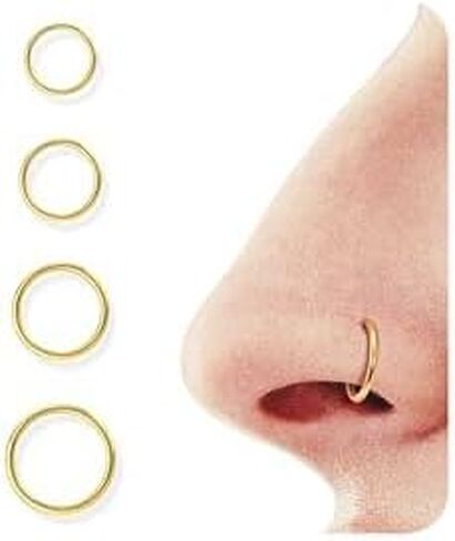 BodyBonita 4/8 pcs 16G/18G/20G 316L Surgical Steel Seamless Hinged Nose Rings Hoops Septum Rings Lip Rings Hypoallergenic | Earrings for Helix Cartilage Conch Rook Daith Lobe Cartilage Tragus Piercing Jewelry | Black Silver Gold Nose Rings Cilcker Body Pi in Saudi Arabia