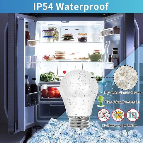 KINDEEP 7W Refrigerator Light Bulb, A15 LED Bulb, 60 Watt Equivalent, Daylight White 5000K, 700LM, Waterproof Appliance Fridge Light Bulb, Ceiling Fan, Non-Dimmable, E26 Medium Base, 2 Pack in Kuwait