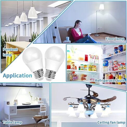 KINDEEP 7W Refrigerator Light Bulb, A15 LED Bulb, 60 Watt Equivalent, Daylight White 5000K, 700LM, Waterproof Appliance Fridge Light Bulb, Ceiling Fan, Non-Dimmable, E26 Medium Base, 2 Pack in Kuwait