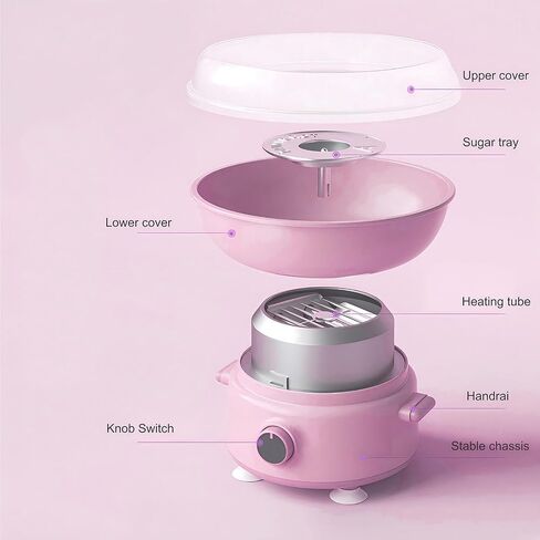 Mini Cotton Candy Machine for Kids, Includes Sugar Scoop, Sticks Cotton Candy Maker for Birthday Party, Gifts, Home Uses in Saudi Arabia