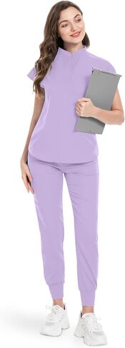 مجموعة niaahinn Scrubs للنساء بدلة الركض الموحدة للممرضات، بلوزة وسراويل مطاطية مع جيوب متعددة لملابس العمل الخاصة بالممرضات in Kuwait