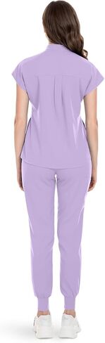 مجموعة niaahinn Scrubs للنساء بدلة الركض الموحدة للممرضات، بلوزة وسراويل مطاطية مع جيوب متعددة لملابس العمل الخاصة بالممرضات in Kuwait