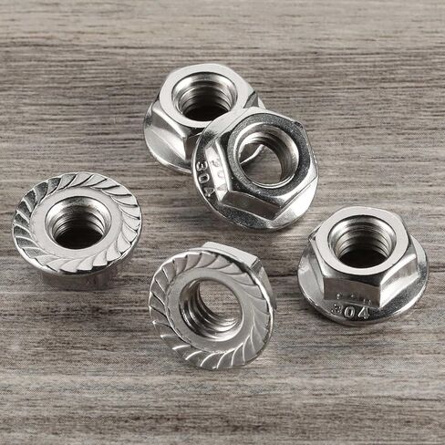 M8-1.25 Serrated Flange Nut Hex Lock Nuts, Stainless Steel 304, Plain Finish, Quantity 25 in Kuwait
