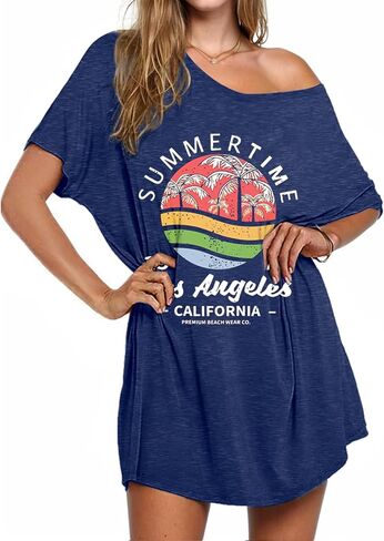 AI'MAGE Swimsuit Cover Up Women's Beach Dress Plus Size Bathing Suit Coverup Casual T Shirt Dresses Beachwear in Kuwait