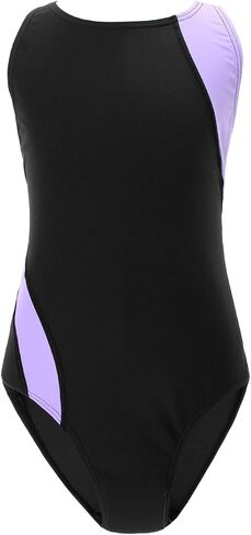 GLIGLITTR Girls' Athletic One Piece Swimsuit Kids Black Swimwear for Swim Team Practice Competition Beach Sport Bathing Suit in Kuwait