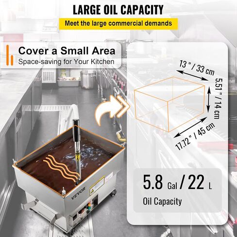 VEVOR Mobile Fryer Filter, 80 LBS/40 L/10.56 Gal Capacity, 300W Oil Filtration System with 5 L/min Flow Rate, Mobile Frying Oil Filtering System with 10 L/min Pump & Oil Hose, 110V/60Hz in Saudi Arabia