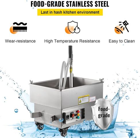 VEVOR Mobile Fryer Filter, 80 LBS/40 L/10.56 Gal Capacity, 300W Oil Filtration System with 5 L/min Flow Rate, Mobile Frying Oil Filtering System with 10 L/min Pump & Oil Hose, 110V/60Hz in Saudi Arabia