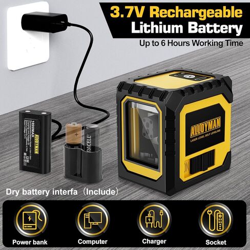 Alloyman 16 Line Laser Level, Self Leveling 4x360° Green Laser Level with 2Pcs Rechargeable Lithium Batteries/Wall Mount/Remote Control for Indoor and Outdoor Building Renovation Work, JGY-002 in Saudi Arabia