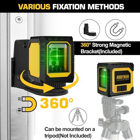 Alloyman 16 Line Laser Level, Self Leveling 4x360° Green Laser Level with 2Pcs Rechargeable Lithium Batteries/Wall Mount/Remote Control for Indoor and Outdoor Building Renovation Work, JGY-002 in Saudi Arabia