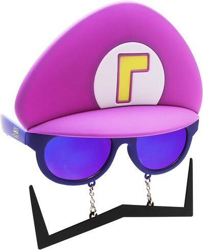 Costume Sunglasses Super Mario Yellow Wario Sun-Staches Party Favors UV400 Yellow/Blue, 8" in Saudi Arabia