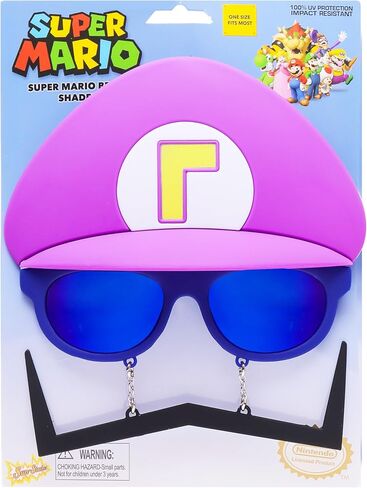 Costume Sunglasses Super Mario Yellow Wario Sun-Staches Party Favors UV400 Yellow/Blue, 8" in Saudi Arabia