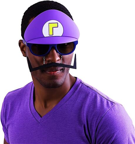 Costume Sunglasses Super Mario Yellow Wario Sun-Staches Party Favors UV400 Yellow/Blue, 8" in Saudi Arabia