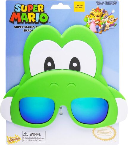 Costume Sunglasses Super Mario Yellow Wario Sun-Staches Party Favors UV400 Yellow/Blue, 8" in Saudi Arabia