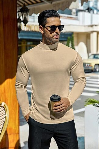 Ekouaer Men's Mock Turtleneck Shirts Long Sleeve Basic Turtle Neck Undershirt Lightweight Thermal Pullover Sweater in Kuwait