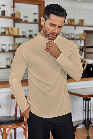 Ekouaer Men's Mock Turtleneck Shirts Long Sleeve Basic Turtle Neck Undershirt Lightweight Thermal Pullover Sweater in Kuwait