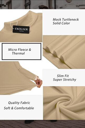 Ekouaer Men's Mock Turtleneck Shirts Long Sleeve Basic Turtle Neck Undershirt Lightweight Thermal Pullover Sweater in Kuwait