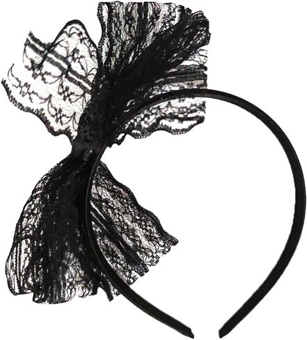 AlamnoFu 80's Lace Headband White Black 80s Theme Party Neon Lace Headband 1980 Theme Party Costume Halloween Hair Accessories in Kuwait
