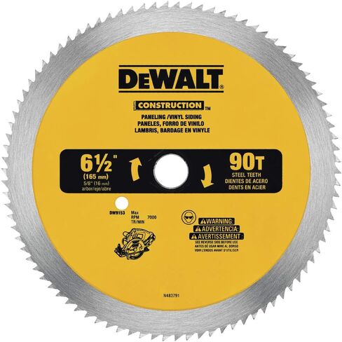 DEWALT Circular Saw Blade, 6 1/2 Inch, 90 Tooth, Vinyl Cutting (DW9153) in Saudi Arabia