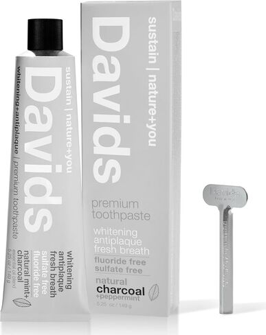 Davids Natural Toothpaste for Kids & Adults, Strawberry & Watermelon, Flouride Free, SLS Free, Antiplaque, Gentle Teeth Whitening, Toothpaste Squeezer Included, Recyclable Metal Tube, 5.25oz in Saudi Arabia