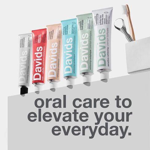 Davids Natural Toothpaste for Kids & Adults, Strawberry & Watermelon, Flouride Free, SLS Free, Antiplaque, Gentle Teeth Whitening, Toothpaste Squeezer Included, Recyclable Metal Tube, 5.25oz in Saudi Arabia