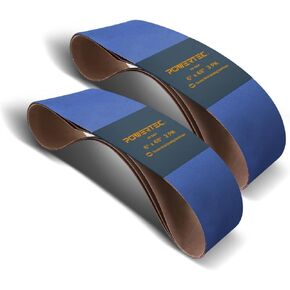 POWERTEC 464801Z 6 x 48-Inch Metal Grinding Zirconia Sanding Belts, Assorted 3 Each of 36/100/ 120 Grits, 9 PK