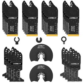 AMZBSAW 52 PCS Oscillating Saw Blades, New Premium Universal Multitool Blades for Wood Metal and Plastic, Quick Release Multi Tool Blades Kits Fit Dewalt Bosch Worx Milwaukee Makita Wen Ryobi