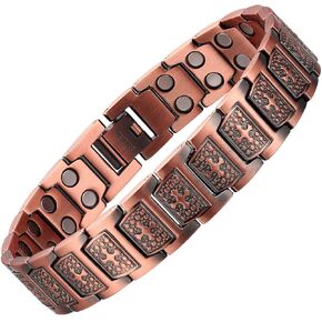 MagEnergy Pure Copper Bracelet for Men,Copper Magnetic Bracelet with 3500 Gauss Magnets,Adjustable Christian Cross Bracelet Jewelry Gift with Sizing Tool