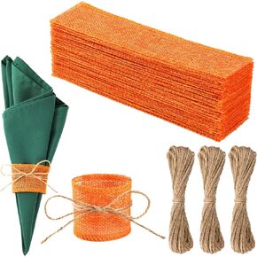 WHQXFDZ 100pcs Lace Burlap Rings Party Burlap Napkin Rings DIY Wedding Decoration for Christmas Thanksgiving Wedding Birthday Table Decoration Supplies(Classic)