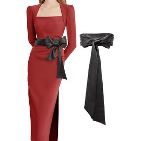 PROCOS Satin Sash Belt 2 PCS Ribbon Renaissance Sash for Bridesmaid Wedding Party Dress Waistband 118" * 4"