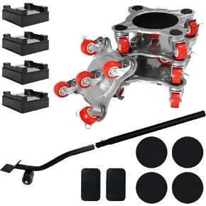【Upgrade Large】Furniture Dolly & Furniture Rollers Mover with 5 Wheels, Carbon Steel Panel Furniture Lifter Set Up to 2200LBs, for 360° Rotation Shifting Moving Heavy Duty Refrigerator, Sofa, Cabinet