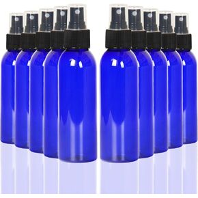 Youngever 10 Pack Amber Plastic Spray Bottles 4 Ounce, Refillable Plastic Spray Bottles with Lids, Empty Fine Mist Plastic Mini Travel Bottles