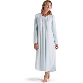Miss Elaine Women's Long Pointelle Honeycomb Knit Nightgown, Long Sleeve Gown, Sleepwear & Loungewear