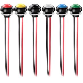 Gebildet 12pcs 12mm Waterproof Momentary Push Button SPST ON/Off 3A/3V-5V-9V-12V-24V-230VAC, Lockless Mini Round Button for Car Trumpet, PC, Table Lamp, Home Doorbell