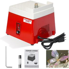 Podoy Stained Grinders Glass Mini Power Industrial Glass Ceramics Grinder Grinding Tool w/Diamond Grinder Bit Splash Guard Face Shield Tray Art Grinding Tool Red 110V