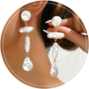 3 Pairs Pearl Clip on Earrings Women,Non Pierced Gold Plated White Imitation Pearl Earrings Cute Pearl Earrings No Piercing Fake Earrings (gold)